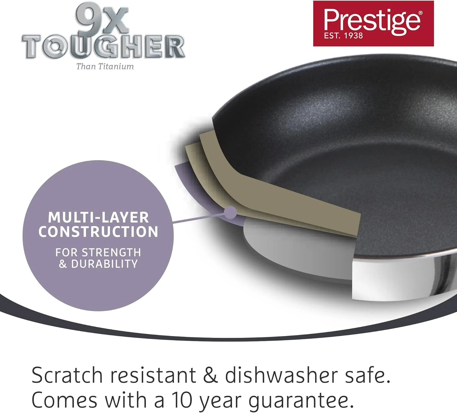 Prestige 9 X Tougher Stainless Steel Frying Pan 29cm - Image 4