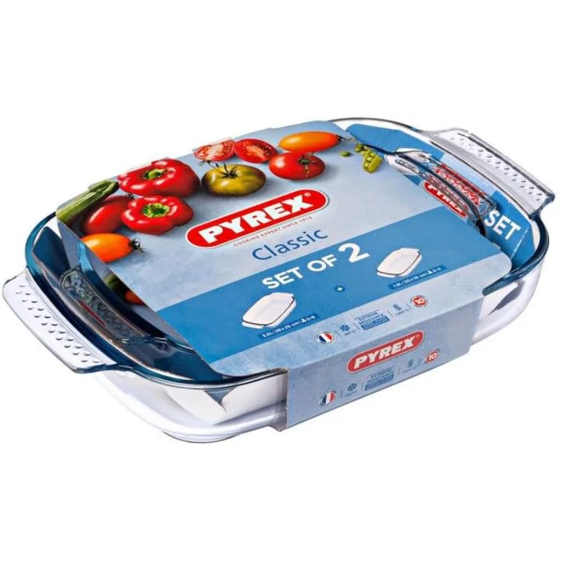 Pyrex Classic Glass Rectangle Roaster Set of 2