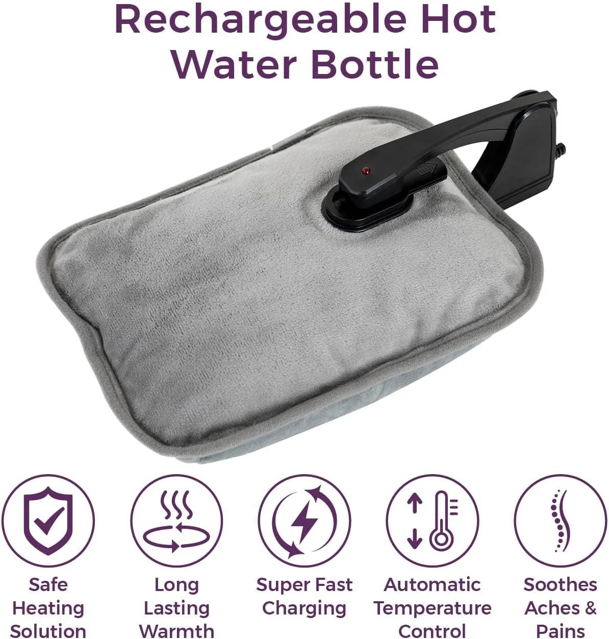 Rechargeable Hot Water Bottle - Grey - Image 2