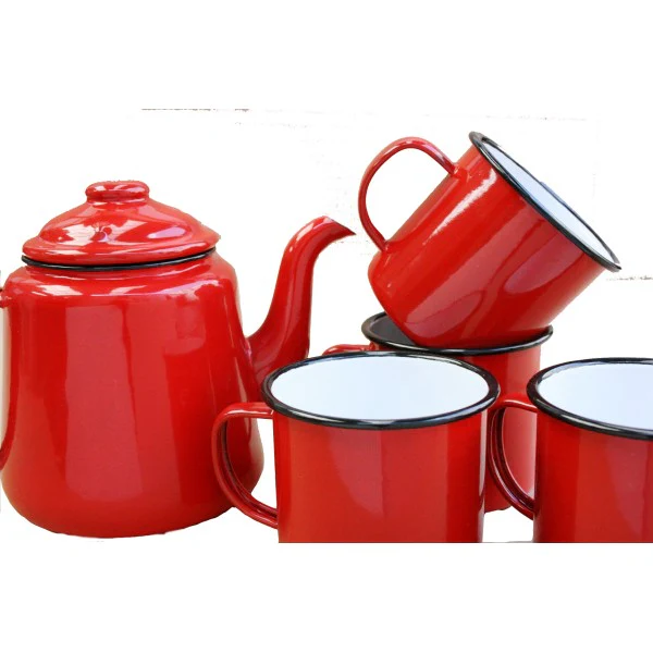 Red Falcon Enamel Tea Pot - Image 2