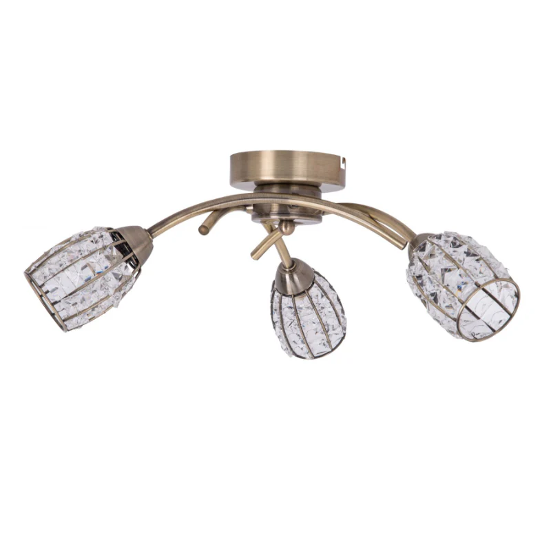Roma 3-Light Ceiling Pendant – Antique Brass & Crystal Shade - Image 2