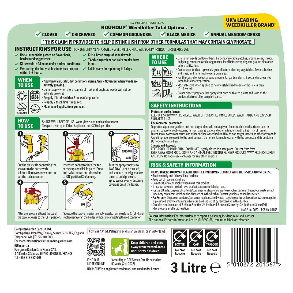 Roundup Total Optima Weedkiller 3L - Image 2