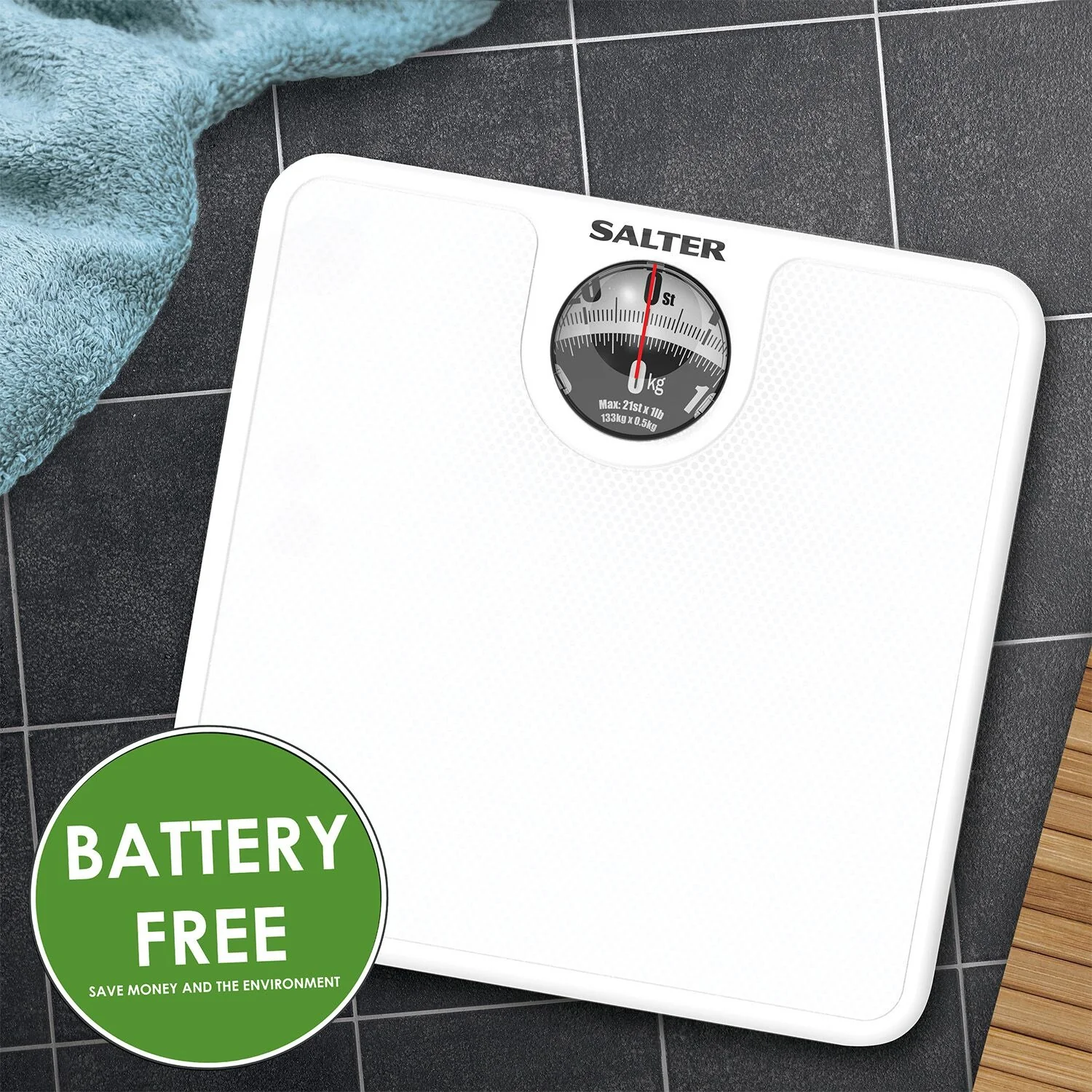 Salter Bathroom Scale with Magnified Display White - Image 2