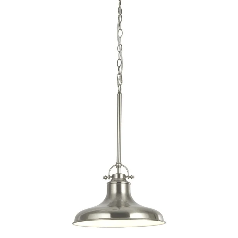 Dallas 1 Light Industrial Pendant Satin Silver Ceiling Light