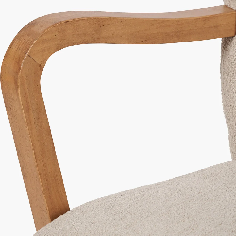 Sennori Taupe Teddy Fabric and Rubber Wood Occasional Chair - Image 8