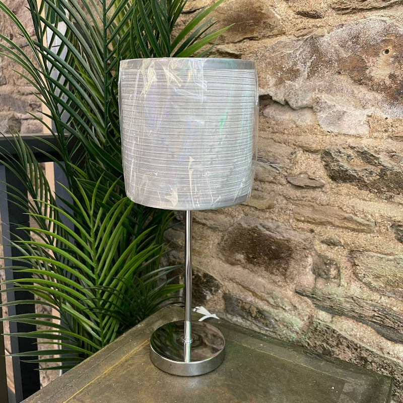 Servlite Polished Chrome Ripple Table Lamp w/ Grey Shade