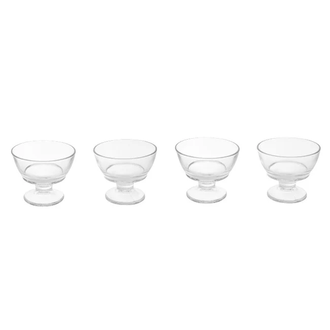 Set of Four Round Glass Torta Dessert Dishes