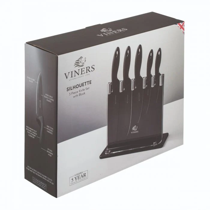 Silhouette 6 Pc Black Knife Block Set Giftbox