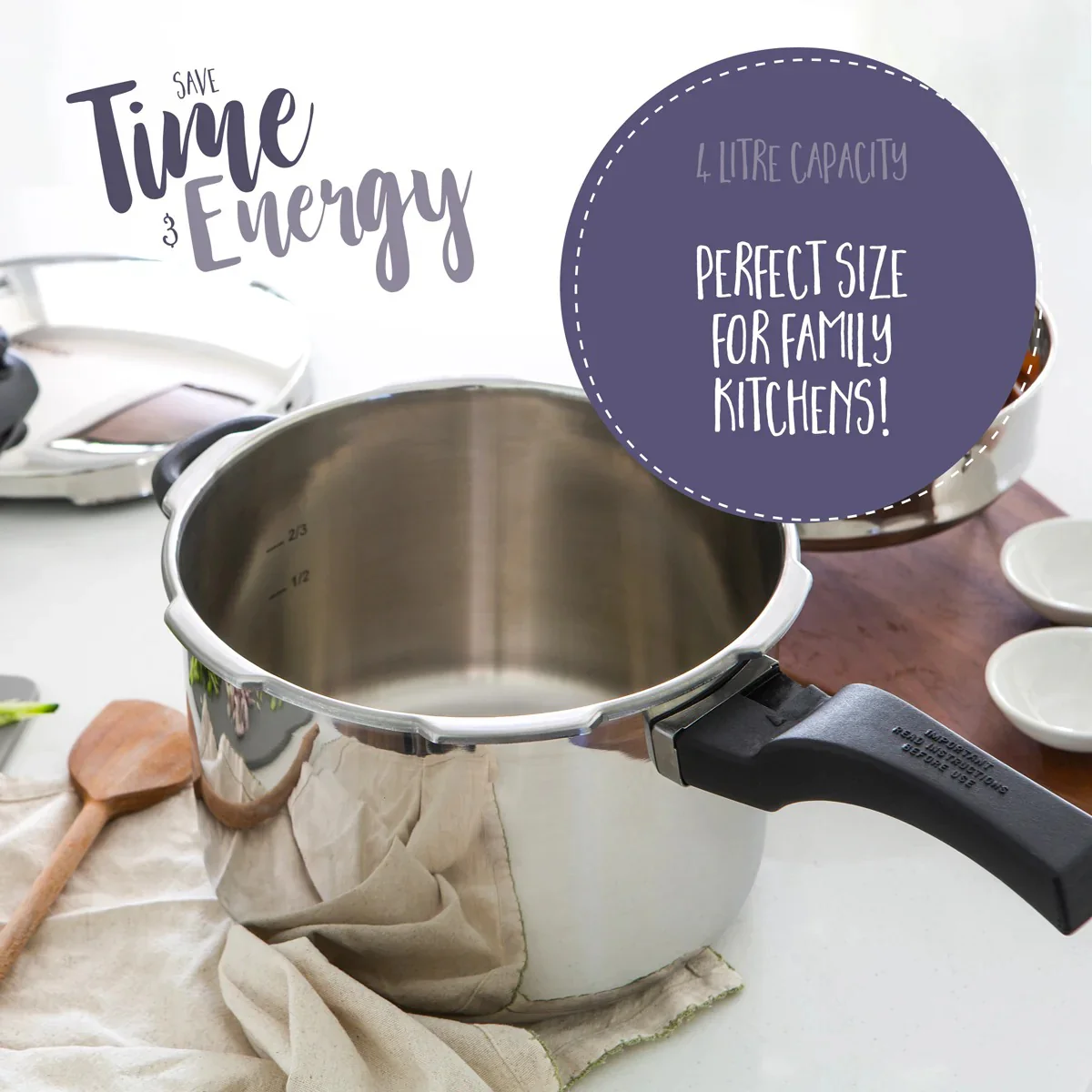 Prestige Smart Plus Stainless Steel Pressure Cooker 6L - Image 3