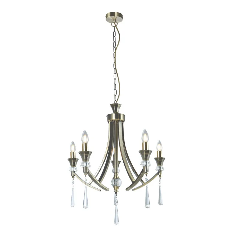 Sophia 5 Light Crystal Ceiling Light Antique Brass - Image 5