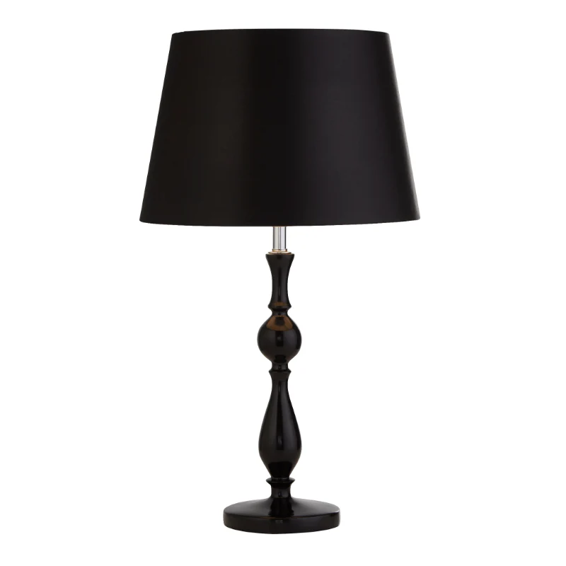 SPINDLE BASE TABLE LAMP with BLACK FABRIC Shade