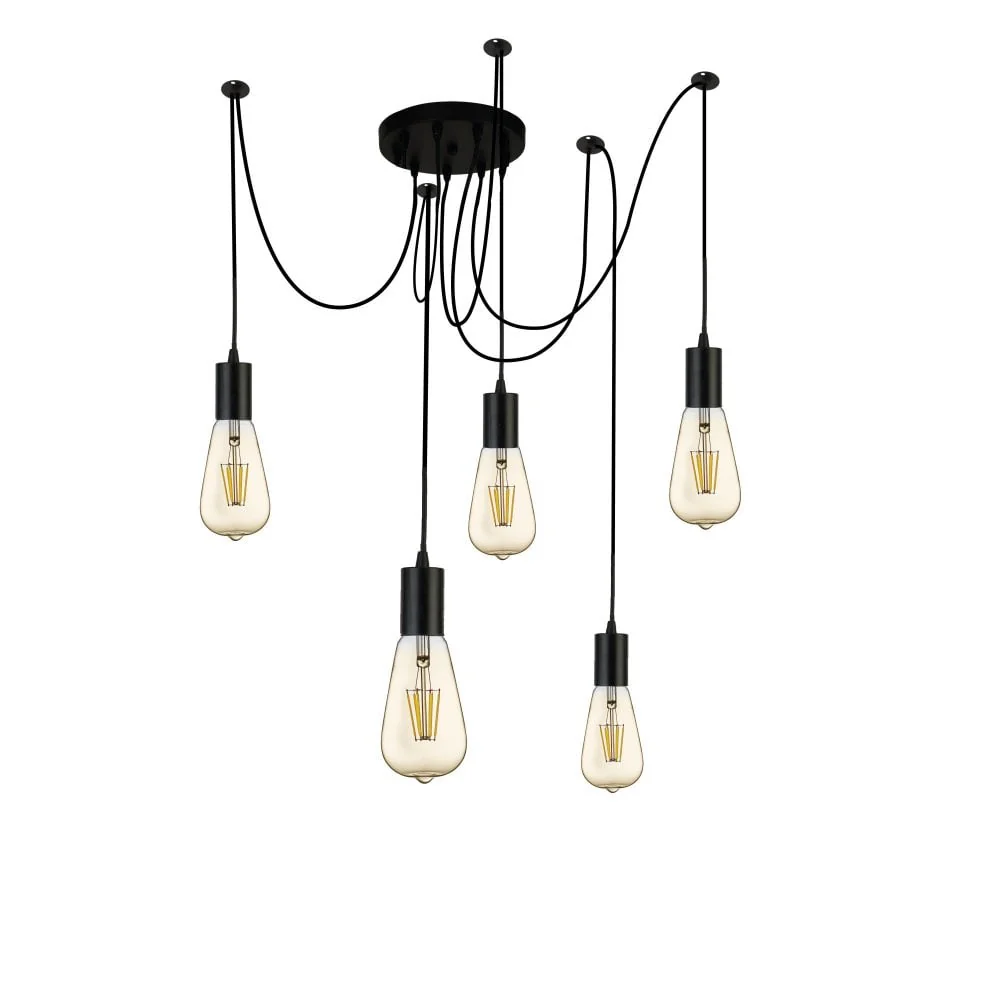 Squiggle 5 Light Pendant - Black