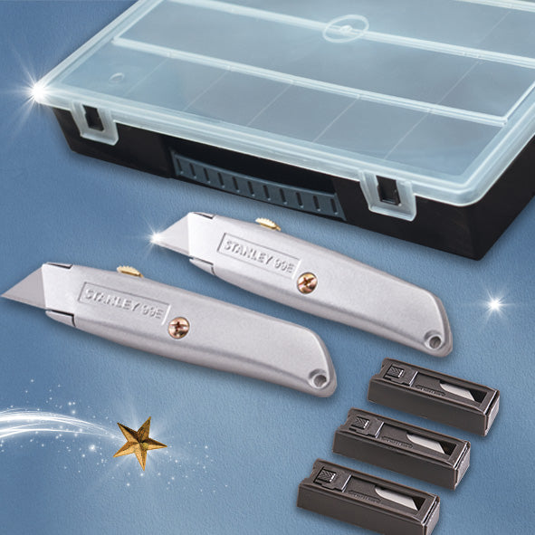 Stanley Trimming Knife Twin Pack with 50 Blades in Organiser - Image 2