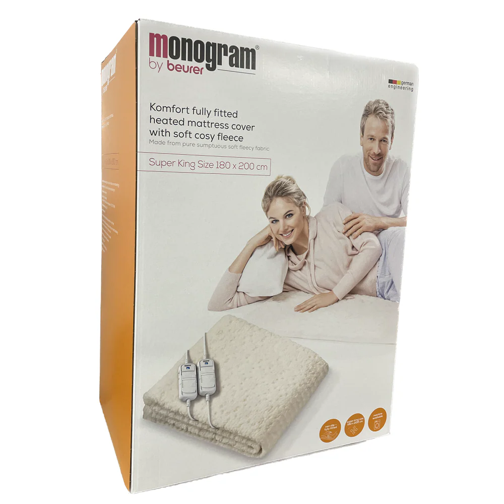 Monogram Super King Size Dual Control Fleece Electric Blanket - Image 3
