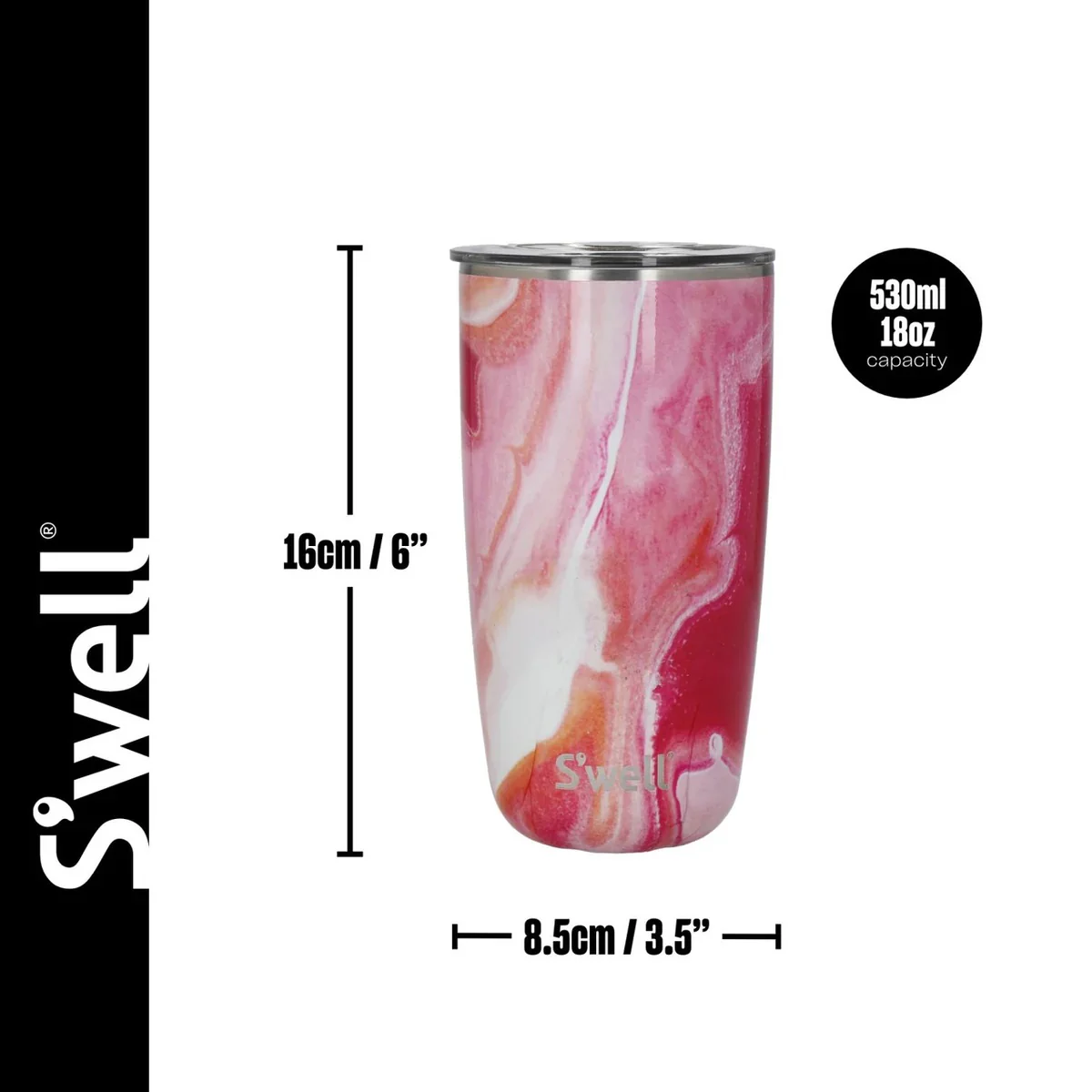 S'well Rose Agate Tumbler with Lid 530ml - Image 4