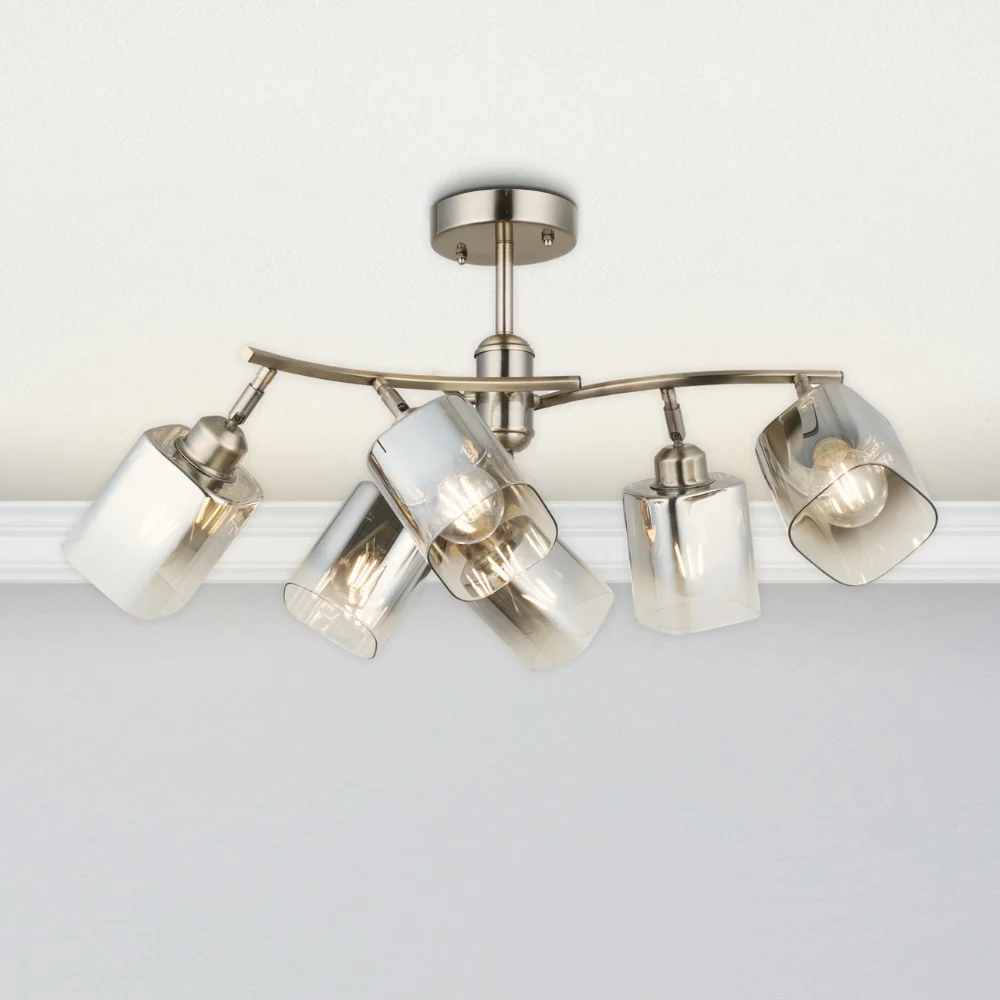 Taylor 6-Light Semi Flush Ceiling Light – Antique Brass - Image 2