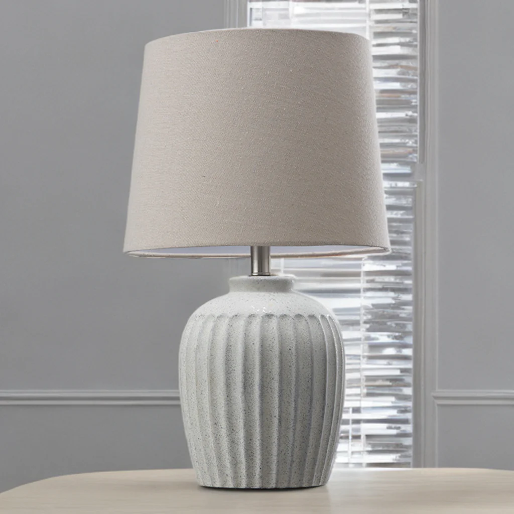 Textured Ceramic Lamp with Vertical Ridge Design