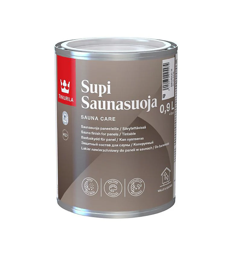 Tikkurila Supi Sauna Finish (Saunasuoja) - Anti-Mould Lacquer Treatment For Sauna Surfaces - Water & Dirt-Repellent