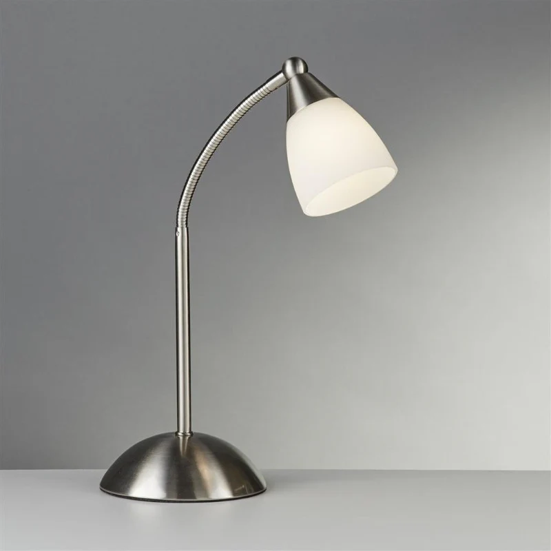 TOUCH TABLE LAMP- SATIN SILVER BASE & GLASS SHADE - Image 2