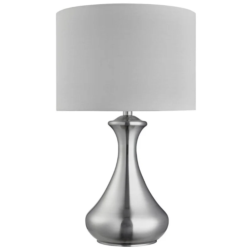 TOUCH TABLE LAMP - SATIN SILVER & FABRIC SHADE