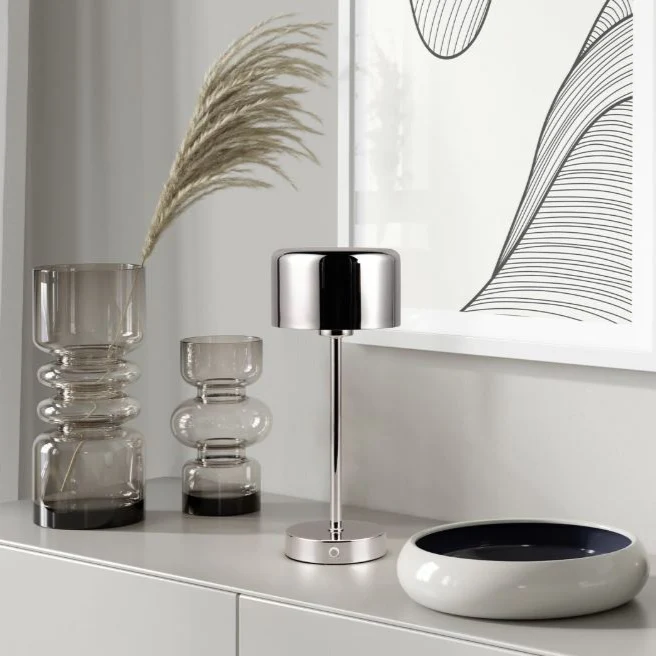 Trio Lighting Jeff Cordless Rechargeable Table Lamp – Chrome Finish - Image 4