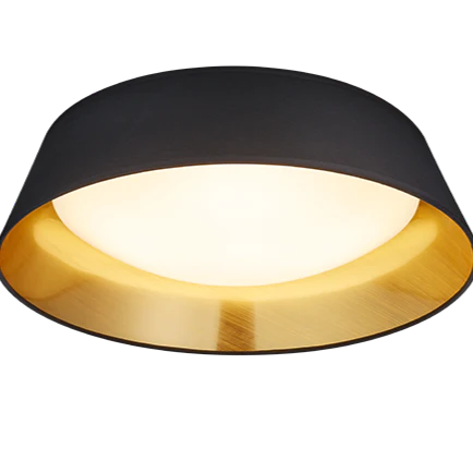 Trio Lighting Ponts Ceiling Light – Black & Gold Fabric Shade
