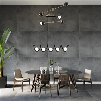 Twister 5lt Ceiling Pendant - Black Metal & Opal - Image 2