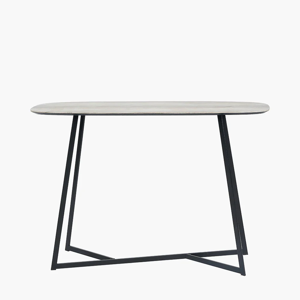 Ukiah Grey Oak Veneer and Black Metal Console Table