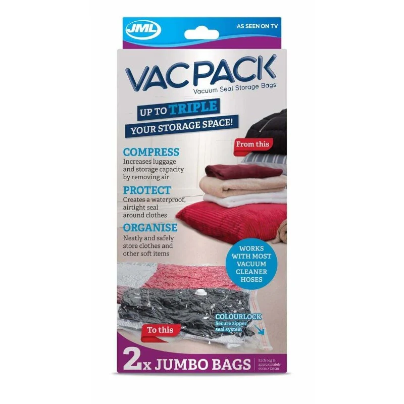 JML Vac Pack Vacuum Pack Storage Bags - 2 Jumbo Bags