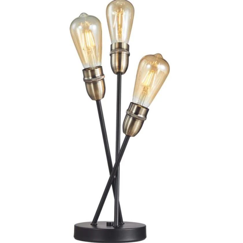 Venus 3-Light Table Lamp – Black & Antique Brass