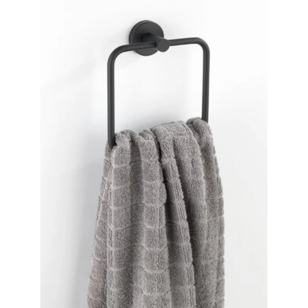 Wenko Bosio Matt Black Towel Ring