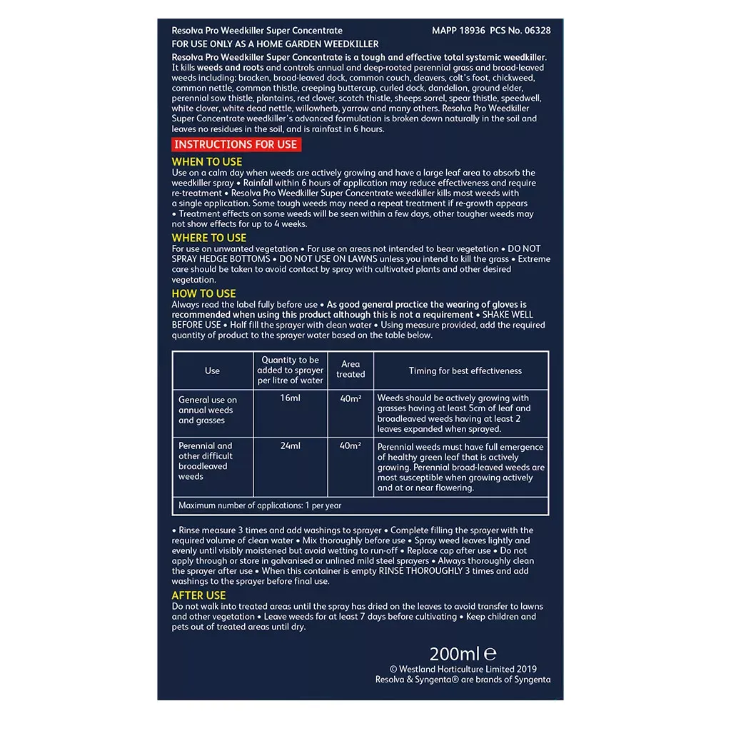 Westland Resolva Pro Xtra Tough Weedkiller Concentrate 1L - Image 2