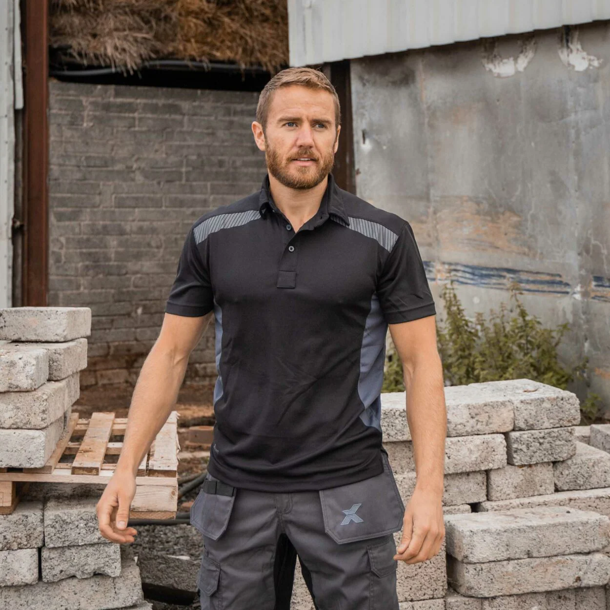 Xpert Pro Stretch Polo Shirt Black/Grey - Image 3