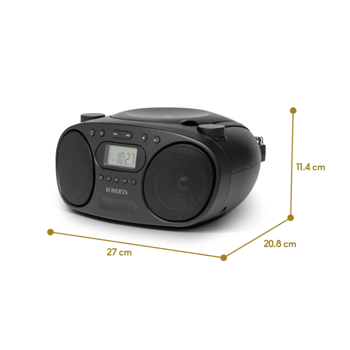 Roberts ZOOMBOXFMBK, FM/AM Boombox w/ CD Player, Black - Image 4